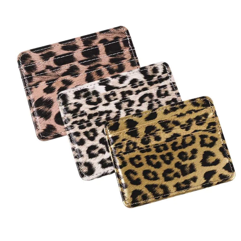 Slim Card Slot Case - Classics PU Leather Leopard Print Card