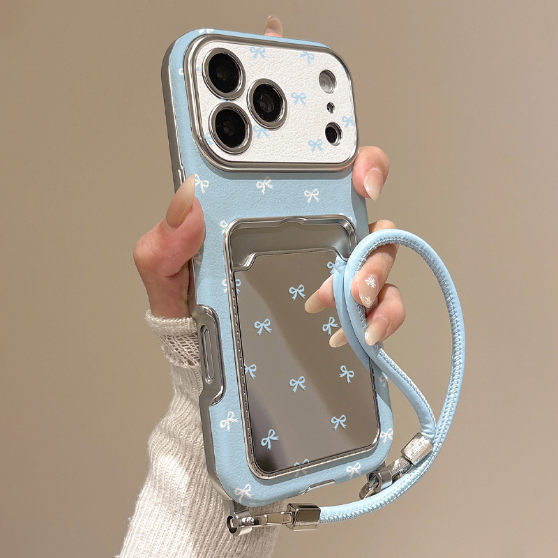 Phone Cases With Loop - Cute Bow Mirror Card Holder Phone