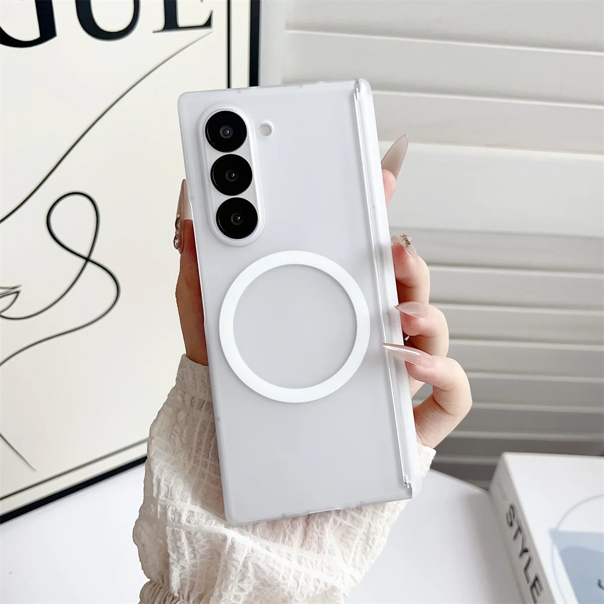 Phone Cases Z Fold 4 - Magnetic Phone Case Frosted Translucent for