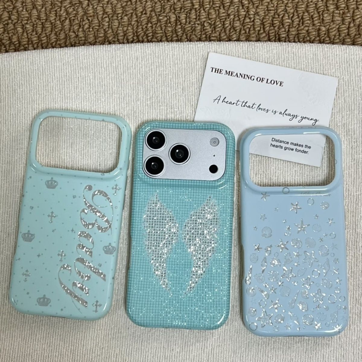 Phone Cases Iphone 12 - Korean Ins Mint Colored English Cross