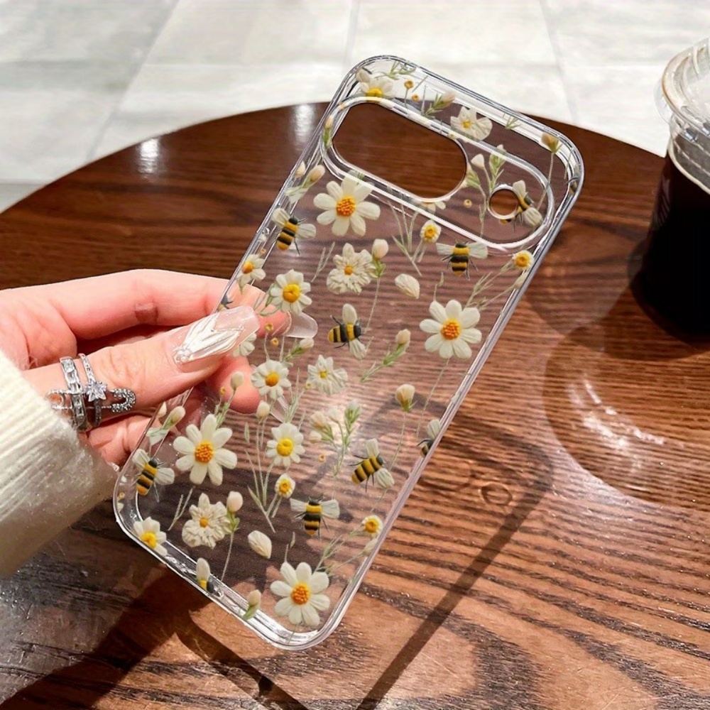 Phone Cases Google Pixel 10 Pro - Cute Honeybee Flower Pattern Soft Clear