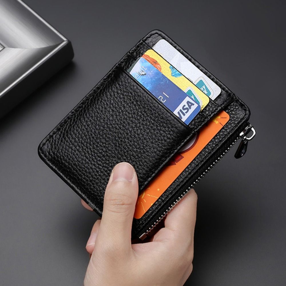 Genuine Leather ID Card Holder - Slim Card Slot Case ulasan dan harga