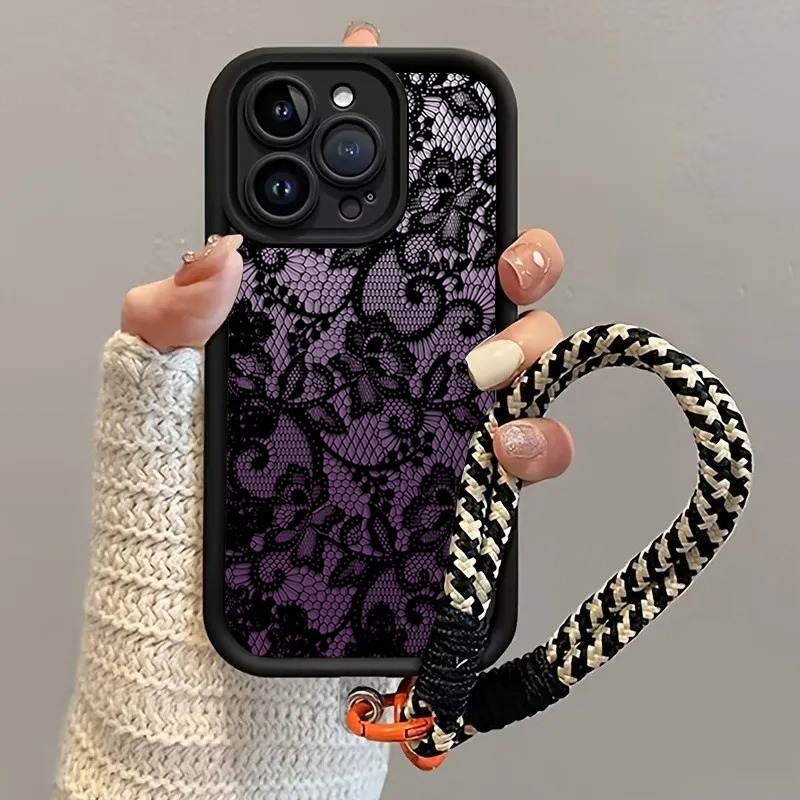 Black Purple Lace Hang Strap P - Phone Cases With Loop ulasan dan harga