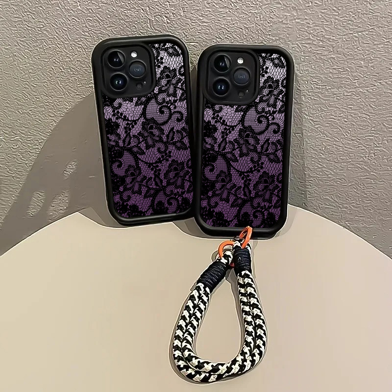 Black Purple Lace Hang Strap P - Phone Cases With Loop ulasan dan harga
