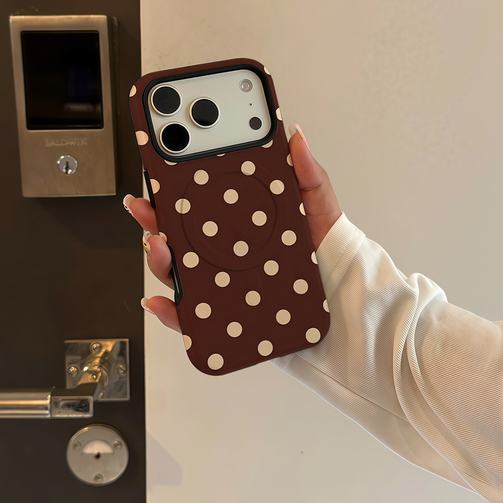 Brown Beige Polka Dot Phone Ca - Phone Cases Magnetic ulasan dan harga