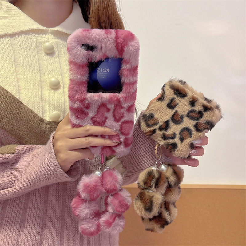 Fashion Leopard Print Fluffy P - Phone Cases With Loop ulasan dan harga