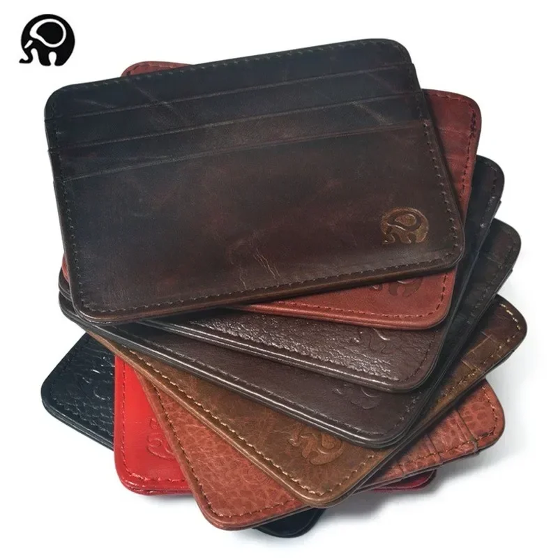 New Thin Genuine Leather Mini  - Slim Card Slot Case ulasan dan harga