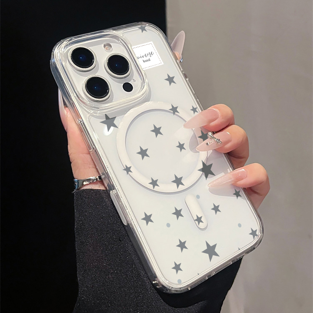 Grey Star Print magnetic Clear - Phone Cases Magnetic ulasan dan harga