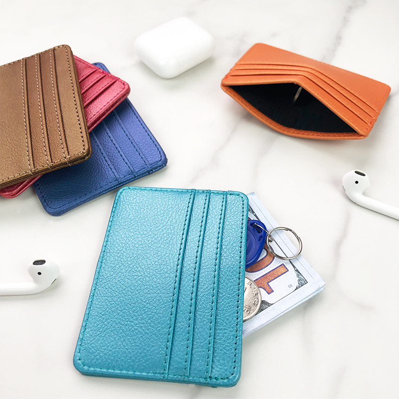 Thin PU Leather Mini Wallet Sl - Slim Card Slot Case ulasan dan harga